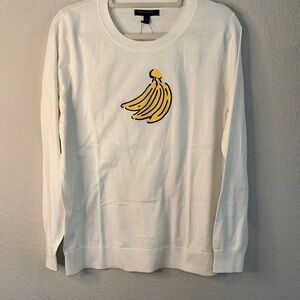 Banana Republic Factory Cream Sweater with Banana Motif